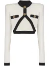 Balmain Cropped Knit Cardigan In White