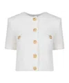 Balmain Cropped Knitted Cardigan In White