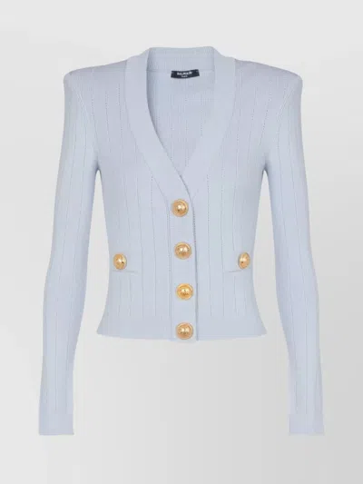 BALMAIN CROPPED KNITWEAR WITH DECORATIVE BUTTON DETAILING
