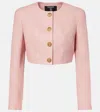 Balmain Long Sleeves Buttoned Lambskin Cropped Jacket In Pink
