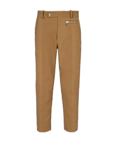 Balmain Cropped-leg Chino Trousers In Brown