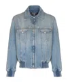 Balmain Blue Cropped Lined Denim Jacket In Blue