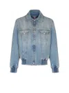 Balmain Cropped Lined Denim Jacket In Blue
