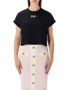 Balmain Cropped Logo Cotton T-shirt In Black