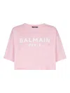 Balmain Logo-print Crop T-shirt In Pink