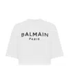 Balmain Logo Cotton Jersey Cropped T-shirt In White