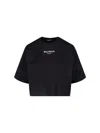 Balmain Logo Cotton T-shirt For Women In Black