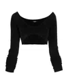 Balmain Cropped Long-sleeve Top In Black