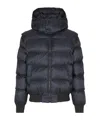 Balmain Short Nylon Jacquard Down Jacket With Black Monogram Men In Black