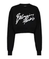 Balmain Cropped Printed Cotton Sweatshirt In Black
