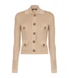 Balmain Ribbed Knit Cropped Cardigan In Beige