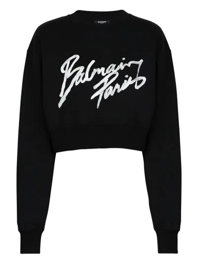 BALMAIN BALMAIN "" CROPPED ROUNDNECK SWEATER CLOTHING