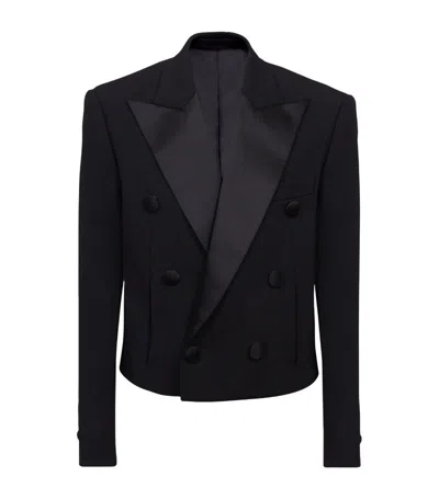Balmain Satin-lapel Crepe Blazer In Black