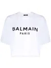 Balmain Logo Cotton Jersey Cropped T-shirt