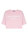 Balmain Women Logo Organic Cotton Cropped T-shirt