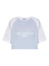 Balmain Cropped Ss T-shirt In Blue