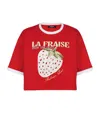 Balmain Strawberry Print Cropped T-shirt In Multi
