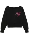 Balmain Lipstick Logo Cropped Sweatshirt In Black
