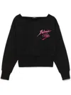 Balmain Lipstick Logo Cropped Sweatshirt In Black