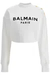 Balmain Cropped Sweatshirt With Buttons In White