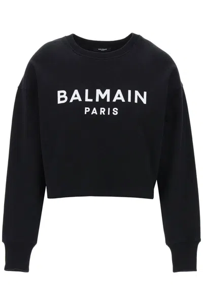 Balmain Paris Cotton Sweatshirt In Black
