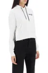 BALMAIN CROPPED SWEATSHIRT WITH FLOCKED LOGO PRINT