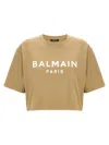 Shop Balmain Cropped T-shirt In Beige