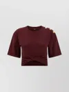 Balmain Cropped T-shirt Featuring Knotted Detail In Burgundy