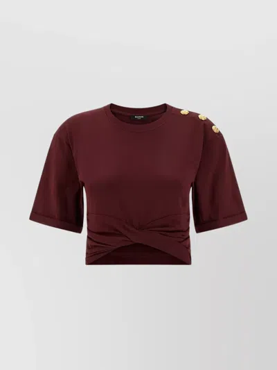 BALMAIN CROPPED T-SHIRT FEATURING KNOTTED DETAIL