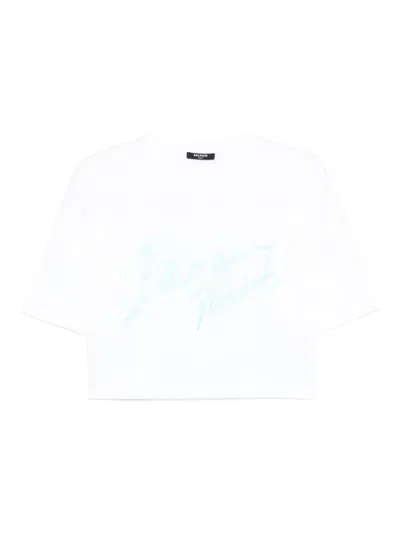 Balmain Cropped T-shirt In White
