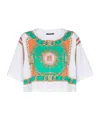 Balmain Chain Motif Crew Neck Cropped T-shirt