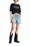 Balmain Cropped T-shirt With  Paris Print