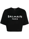 Balmain Cropped T-shirt With Print In Black