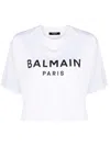 Balmain Logo Cotton Jersey Cropped T-shirt In White