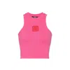 Balmain Cropped Tank Top With Retro Pb Embroidery