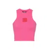 Balmain Cropped Tank Top With Retro Pb Embroidery
