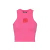 Balmain Cropped Tank Top With Retro Pb Embroidery