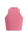 Balmain Cropped Tank Top In Fuchsia/rouge