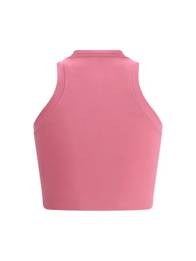 Balmain Cropped Tank Top In Fuchsia/rouge