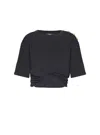 Balmain Cropped Tie T-shirt In Black