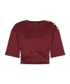 Balmain Twisted Button-embellished Top In Burgundy