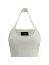 Balmain Ribbed Knit Halterneck Top In White