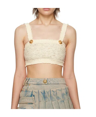 Balmain Cropped Tweed Around The Chest In Nude