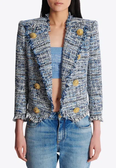 Balmain Cropped Tweed Edge-to-edge Jacket