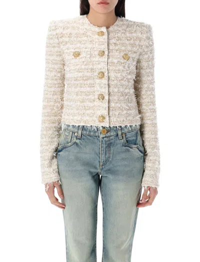 BALMAIN BALMAIN CROPPED TWEED JACKET