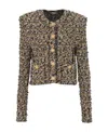 Balmain Lurex Tweed Jacket Jackets Multicolor In Brown