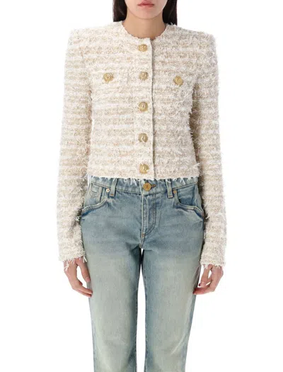 BALMAIN BALMAIN CROPPED TWEED JACKET