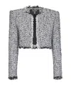 Balmain Tweed Cropped Jacket In Gray