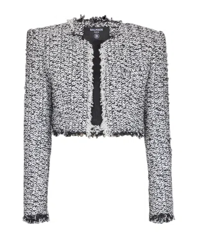 BALMAIN BALMAIN CROPPED TWEED JACKET