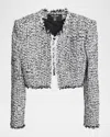 Balmain Cropped Tweed Jacket In Gray